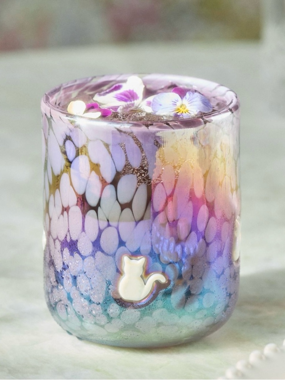 Charming Marquee White Cat Purple Icon Juice Glass